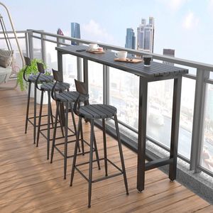 Conjunto de Mesa y Sillas de Bar Minimalistas Modernos para Exteriores, Mesa Alta y Larga para Balcón, Protección Solar para Patio - Product Image 1