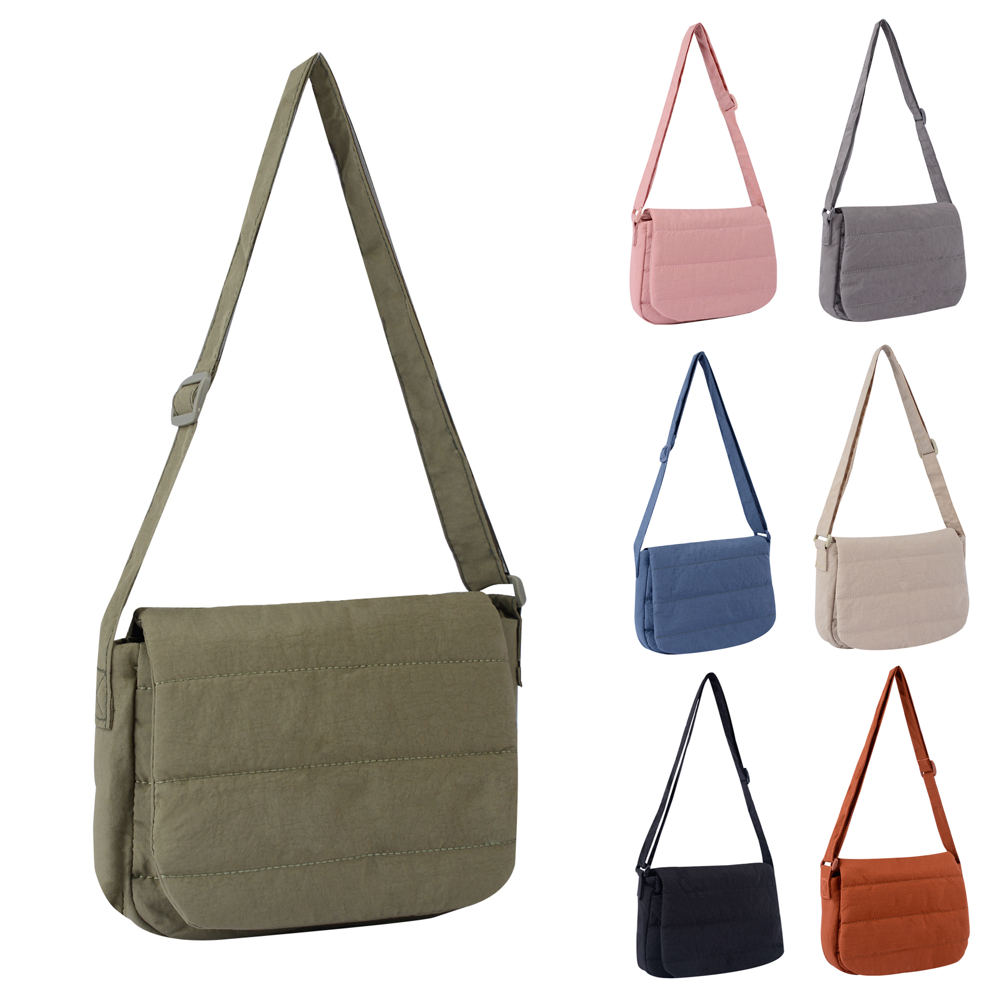 Lightweight Soft Down Puffer Square Sling Shoulder Bag