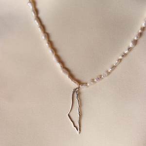 Chaîne de perles naturelles en acier inoxydable 316L Collier de cartes de la Palestine <span class=keywords><strong>Poème</strong></span> palestinien célèbre Amoureux de la paix Juifs prient pour la Palestine - Product Image 4