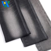 Tela vaquera a rayas de mecha de 9,8 oz para tela vaquera negra 12S Fabricantes de tela vaquera tejida de sarga de elasticidad media