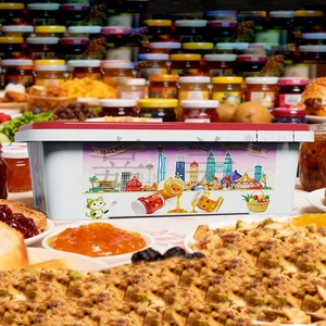 Frozen box for Thai Sweet Chilli Sauce Fruit Spread Jam deli food <b>container</b> IML printed with temper theft lid 1500ML square box - Product Image 6