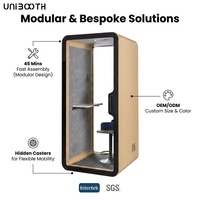 UNIBOOTH Cabine Acoustique Insonorisée Ignifuge ASTM-E84 33dB ISO 23351 Installation Rapide en 30-45 Min pour Salle de Réunion Usine OEM ODM