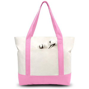 Bolsas de Compras de Lona de Algodón Calico Medianas, Lisas, con Bolsillo con Cremallera y Asa Larga para el Hombro, con Impresión de Logotipo Personalizado - Product Image 1