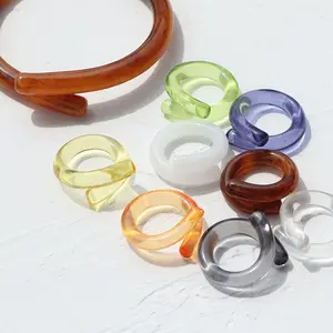 ROMANTIC New Design Transparent Multi Colors Acrylic Resin Rings For Women Ins Personalized Acrylic Finger Rings