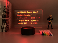 Lampe de nuit créative à LED avec tableau de messages et stylo, alimentation USB, décoration, lampe de nuit, tableau de messages, lumières 3D