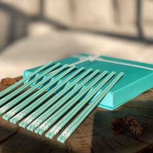 Household Gifts Set Light Blue Chopsticks Set 10 Pairs Reusable Chopsticks With Gift Box for Dining and Gift - Product Image 3
