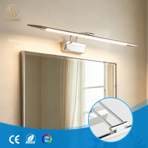Applique murale LED chromée pour salle de bain, design moderne, blanc chaud 3500K, montage en surface, lampe de miroir, garantie 2 ans - Product Image 1