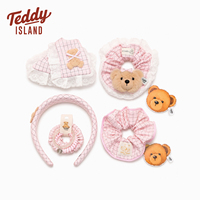 Barrettes en peluche ours rose, accessoires capillaires mignons, pinces à cheveux en forme de nœud pour filles, cadeau de fête, personnalisation du logo disponible