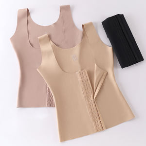 공장 아울렛 M-XL 3 색 전면 폐쇄 후크 탱크 탑 여성 와이드 어깨 스트랩 배꼽 제어 조끼 슬리밍 코르셋 - Product Image 3