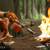 Lampe torche de camping extérieure à flamme longue portée, pistolet pulvérisateur en acier inoxydable, chalumeau pour brûler les poils de porc, poignée droite en bois, portable et détachable