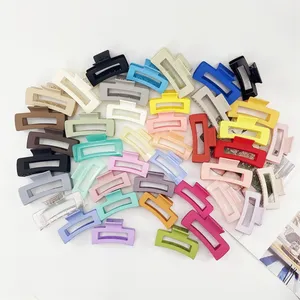 Custom 8.5/10.5CM Large Matte Hair Claw Clip Rectangle Multi Candy Color Eco Friendly Plastic Claw Clips For Women