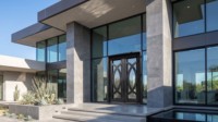 Porte double en fer forgé LINCAI, style moderne et luxueux, avec cercles concentriques |   Porte d'entrée d'appartement minimaliste forgée à la main, grande taille