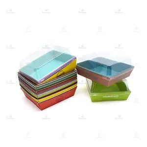 Disposable Takeaway Box Hot Dog Sandwich Swiss Roll Muffin Cheese Pastry Dessert Cake Box With Clear Lid