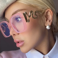 Lunettes à la mode mode pour femmes bleu lumière alliage or vipère temples surdimensionné Qingqing