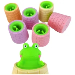 TPR Squeeze Frog Cup Toy Pop Out Head Anti Anxiety Frog Stress Toy Kids Children Frog Pop Up Decompression Sensory Toys
