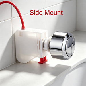 Bouton poussoir double chasse 38 mm pour réservoirs WC à câblage dissimulé, noir mat, design moderne, taille du trou pour toilettes d'hôtel - Product Image 5
