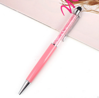 Mode beauté logo personnalisé promotionnel de haute qualité stylo à bille de cristal en métal avec stylet à écran tactile