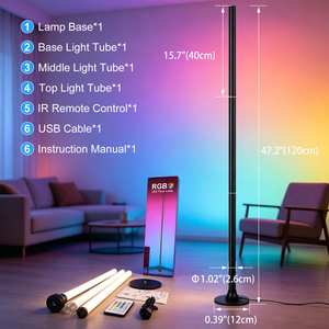 LED Corner Floor Lamp 16 Million DIY Colors Smart RGBICW Led Ambient <strong>Lighting</strong> for Living Rooms Bedrooms Gaming Rooms - Product Image 2