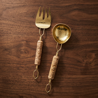 Ensemble de couverts créatifs en acier inoxydable avec manche en bois, couteau, fourchette, cuillère, nouvelle arrivée, ensemble de couverts de table, cadeau