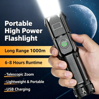 Senter LED Mini Isi Ulang Tahan Air IP54 Jarak Sinar 500-600M Baterai AA Pengisian Daya USB Bahan ABS untuk Berkemah Darurat