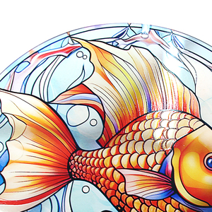 Paneles de Vidrio con Diseño Art Deco de Peces Dorados, Decoración de Pared para el Hogar en Vidrio y Metal para Ventanas - Product Image 6