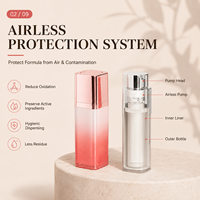 Flacon pompe airless carré pour emballage cosmétique sous vide 15ml 30ml 50ml, flacon pour crème et sérum de soin, OEM ODM, logo personnalisé