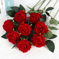 Großhandel Künstliche Rosen Seidenblumen Rote Einzelrosen für Heim Hochzeitsdekoration Party