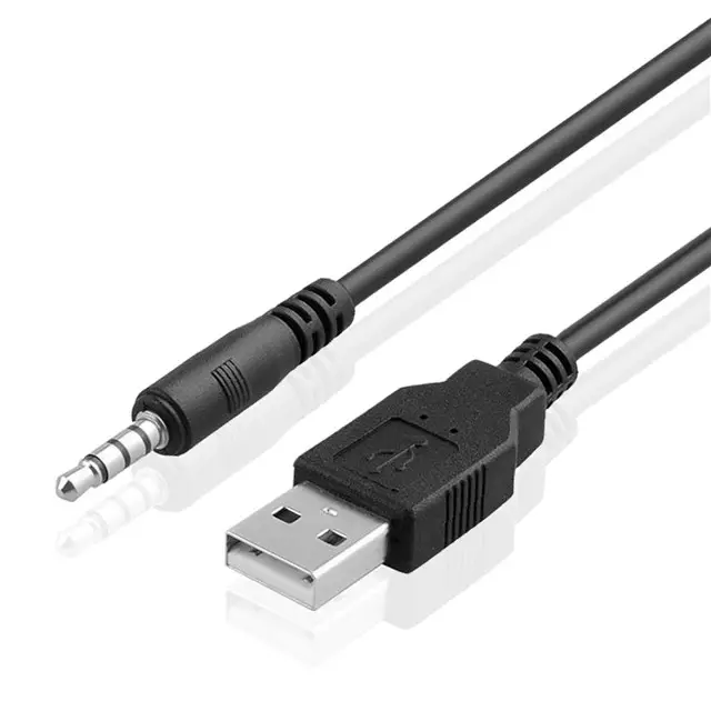 3.5mm AUX Audio Plug Jack To USB 2.0 Male Charge Cable Adapter Cord Car iPod MP3