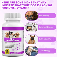 148g 15-in-1 Multivitamin Suplemen Vitamin Hewan Peliharaan untuk Anjing - Mendukung Kesehatan Imunitas, Pencernaan, Sendi & Jantung dalam Kemasan Botol