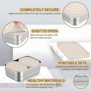 Portable Travel <b>Lunch</b> Box <b>Set</b> Stackable Stainless Steel Microwave Safe Freezer Safe Food Container Silicone Seal Foldable Fresh - Product Image 3