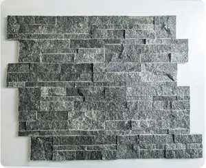 Z bentuk abu-abu batu budaya alami Veneer dinding pelapis batu langkan untuk dinding eksterior luar ruangan ubin dinding