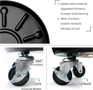 <span class=keywords><strong>Support</strong></span> <span class=keywords><strong>de</strong></span> pot <span class=keywords><strong>universel</strong></span> moderne en plastique PP noir robuste avec roulettes, pour intérieur et extérieur, 12 pouces - Product Image 4