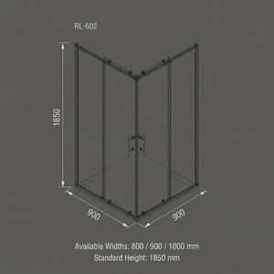 VIRPOL Cabine de douche carrée moderne en verre trempé de 4 mm, cadre en alliage d'aluminium et ABS, style coulissant, garantie de 2 ans, hôtels, modèle 3D - Product Image 3