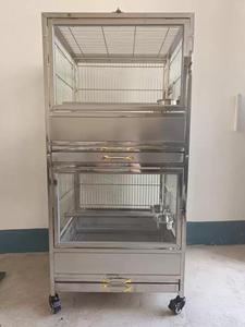 Grande <span class=keywords><strong>cage</strong></span> à oiseaux transparente de luxe en acier inoxydable avec fermeture à bouton pour perroquets, emballée en boîte - Product Image 2