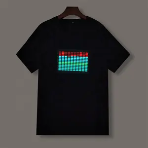 Hot Selling Factory Supply Sound Activated Led Panel Tshirt Custom El Flash T-shirt