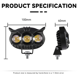 ไฟมอเตอร์ไซค์หน้า 3 ดวง 30W 6000K แสงสีขาว ไฟทำงาน LED ดีไซน์นกฮูก ไฟสปอร์ตไลท์มอเตอร์ไซค์สองสี - Product Image 2