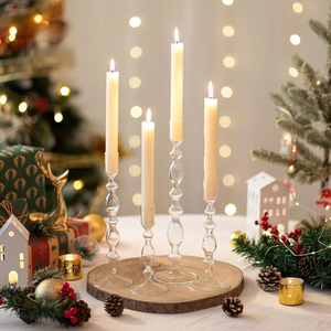 Ensemble de supports: 4 pièces chandeliers en verre transparent supports coniques vintage pour chandeliers, bougie unique stic - Product Image 4