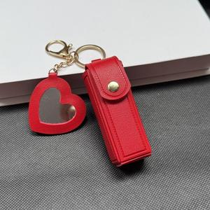 Nouvelle mode Instagram PU cuir rouge à lèvres porte-clés <span class=keywords><strong>sac</strong></span> de rangement Portable haut visage Mini <span class=keywords><strong>sac</strong></span> avec miroir de maquillage pour femme - Product Image 5