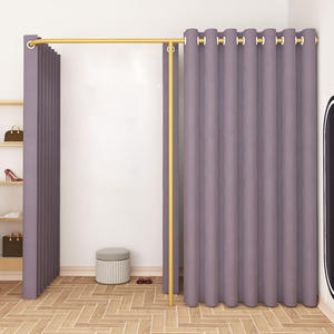 Probador de ropa portátil de metal dorado con cortinas para tienda de ropa y salón de belleza, diseño ampliado - Product Image 2
