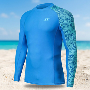 Wholesale Long Sleeve Digital <b>Printing</b> Anti-Bacterial UPF50 Breathable Quick Dry Men Sport Muscle T Shirt Logo <b>Surfing</b> Rash - Product Image 3