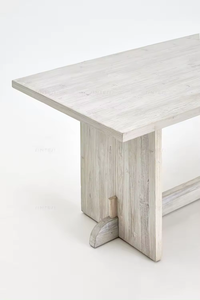 Ensemble de table à manger 6 places de Style japonais classique pin recyclé en bois massif clair avec de l'acier pour la maison Villa et l'hôtel - Product Image 2