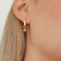 Set anting-anting menjuntai zirkonia kubik pesona cluster batu permata berlapis emas 18k Perak 925 padat