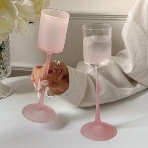 Verre à champagne rose givré de style français, design élégant, verre à cocktail créatif - Product Image 5