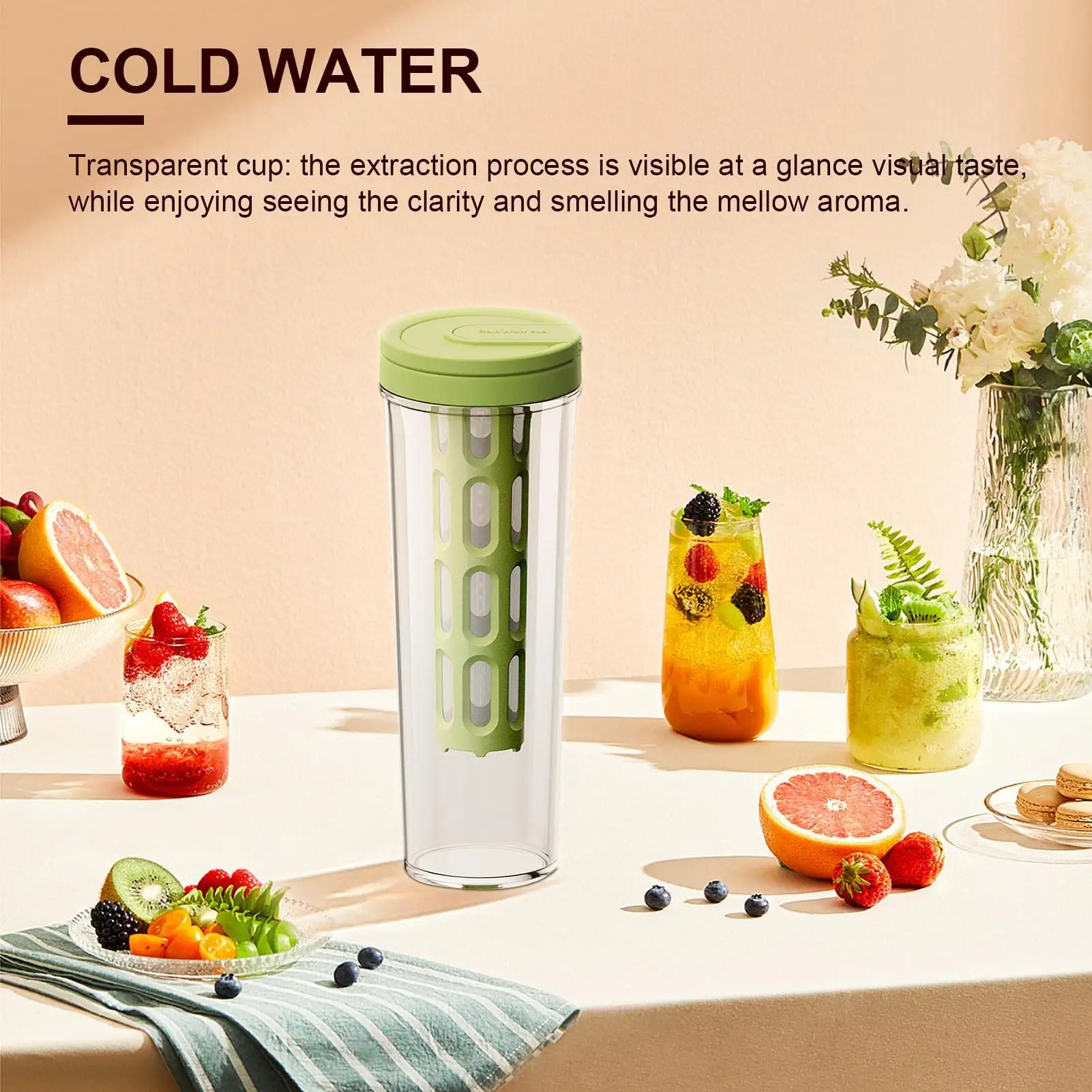 Réfrigérateur multifonctionnel Conteneur à jus 1000ml café Thé Fruits Infuseur Bouteille d'eau avec filtre