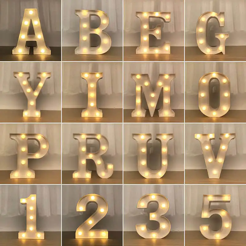 Düğün parti şenlikli gün dekoratif 26 alfabe mektup numarası lamba Led işık gece aydınlık ışık noel hediyesi