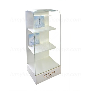 Vitrine de présentation haut de gamme en bois et verre sur pied avec étagères pour parfums et produits de beauté - Product Image 2