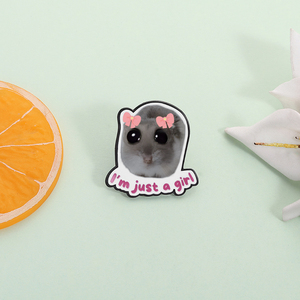 Épinglette en émail « Je suis juste une fille » : adorable broche de dessin animé de hamster, badge de revers, bijou créatif, cadeau pour enfants, amis, vente en gros - Product Image 2