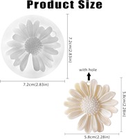 Cetakan Lilin Silikon Bunga Daisy Putih 7.2x7.2x1.5cm Mudah Dilepas untuk Lilin Sabun Buatan Tangan Bath Bomb Lotion Bar Resin