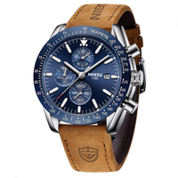 NIBOSI nouveau hommes montre 2615 affaires multi-fuseau horaire montre-bracelet étanche fonction analogique Date montre à Quartz