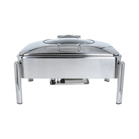 Restaurant rechthoekige hydraulische flip-chafing dish van roestvrij staal met glazen deksel